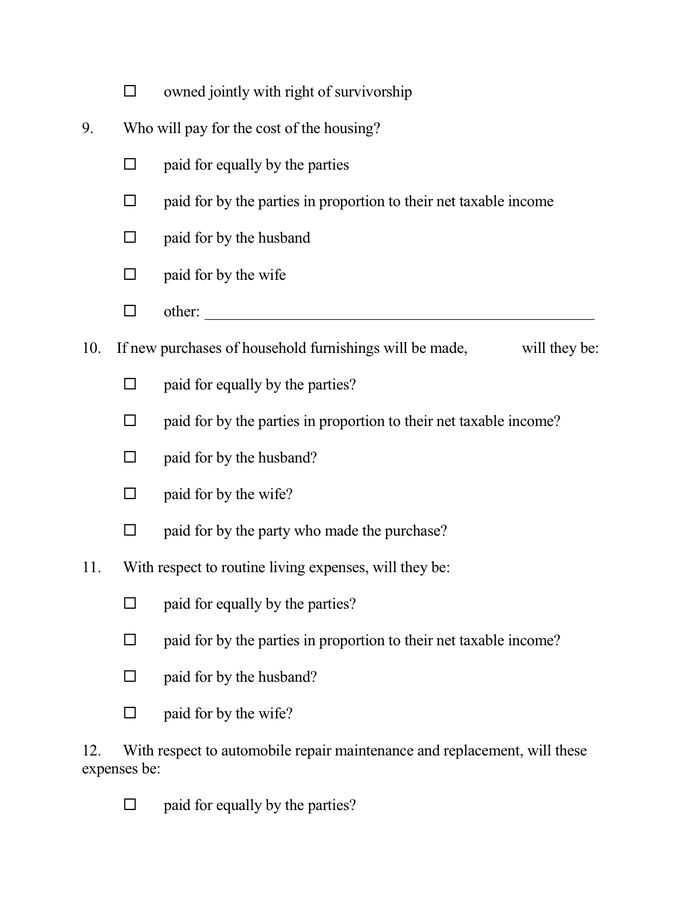 Prenuptial Agreement Questionnaire In Word And Pdf Formats - Page 3 Of 8