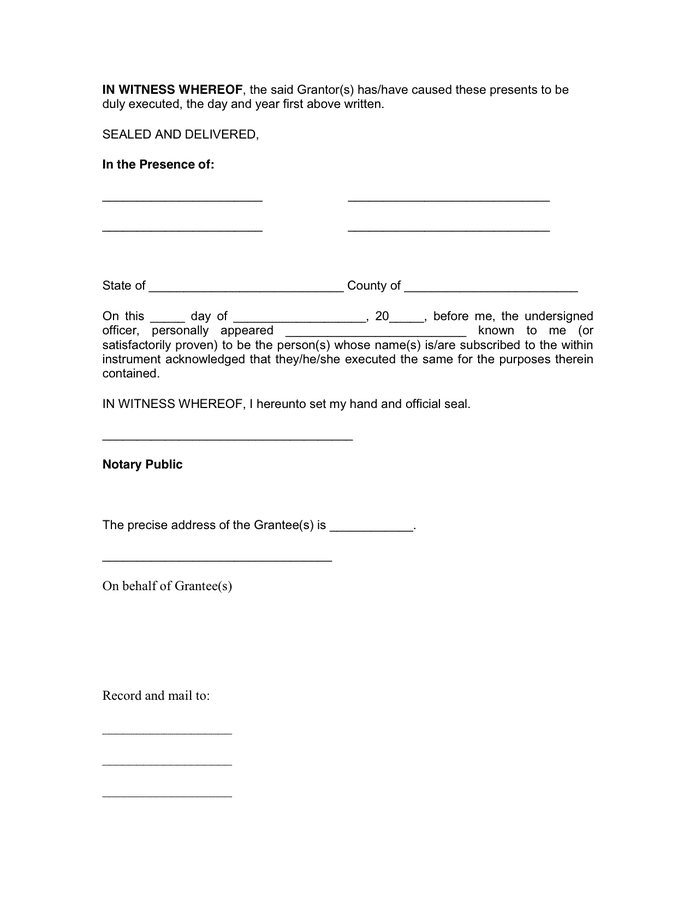 Special Warranty Deed in Word and Pdf formats - page 2 of 2