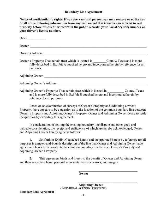 Boundary Line Agreement And Special Warranty Deed In Word And Pdf Formats