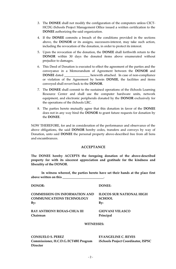 DEED OF DONATION in Word and Pdf formats - page 35 of 39