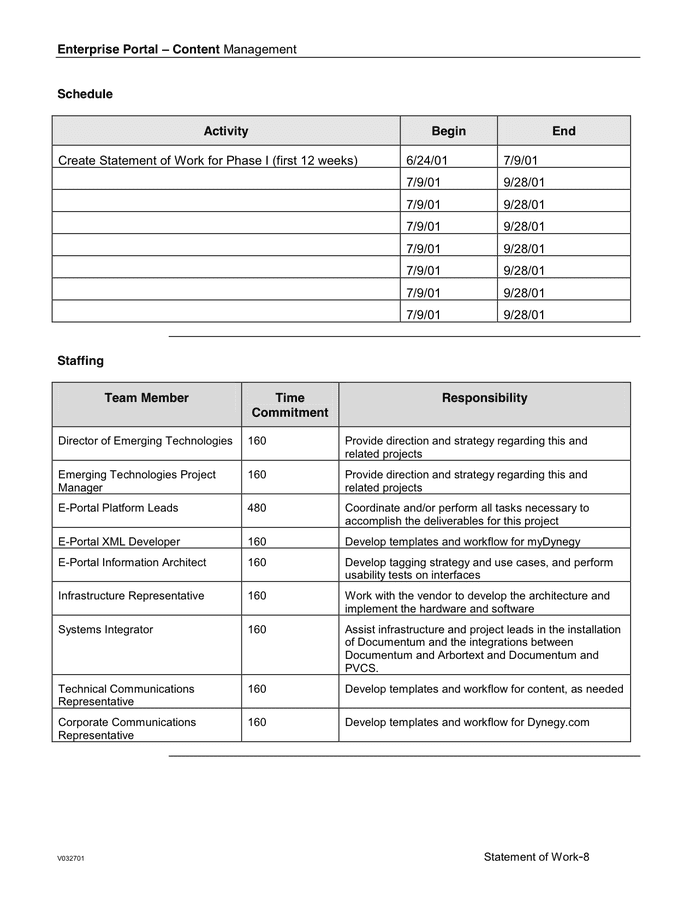 Statement of Work Template in Word and Pdf formats - page 8 of 9