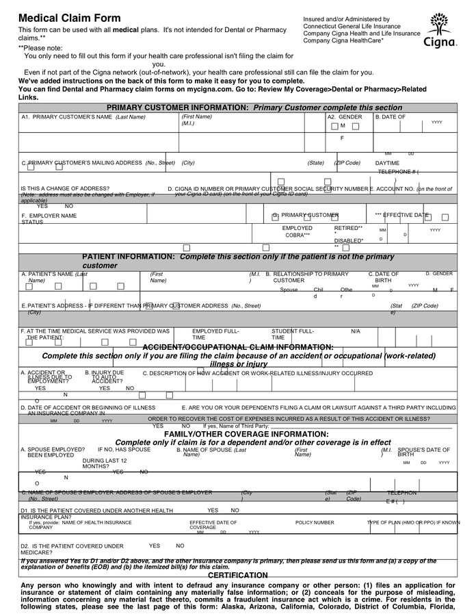 Medical Claim Form Templates Free Printable Gambaran