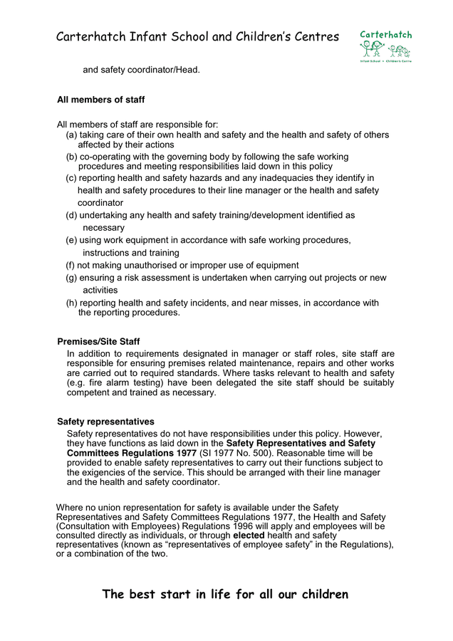 School Health and Safety Policy in Word and Pdf formats - page 4 of 9