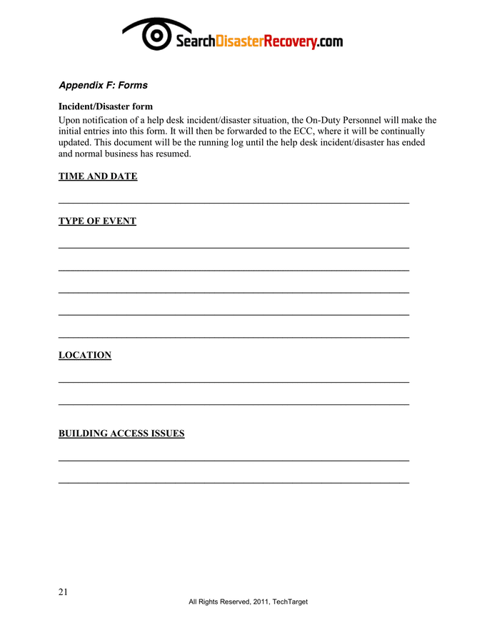 Disaster Recovery Plan Template in Word and Pdf formats - page 21 of 24
