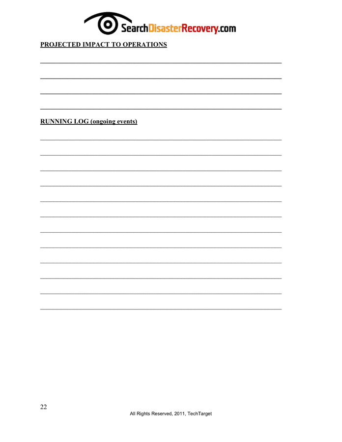Disaster Recovery Plan Template in Word and Pdf formats - page 22 of 24