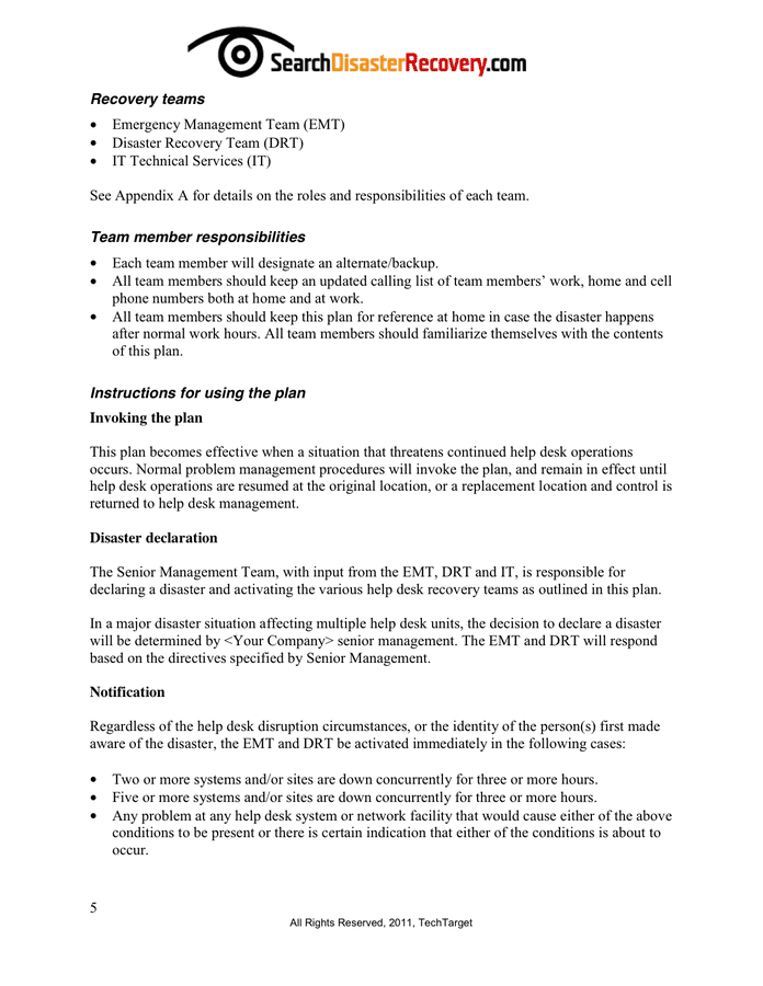 Disaster Recovery Plan Template in Word and Pdf formats - page 5 of 24