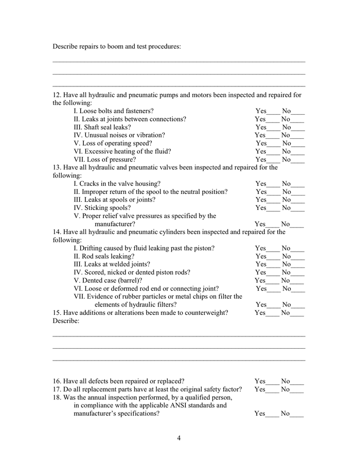 Annual Inspection Report in Word and Pdf formats - page 4 of 5