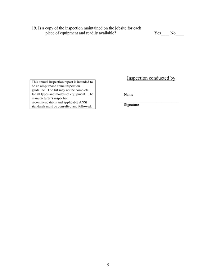 Annual Inspection Report in Word and Pdf formats - page 5 of 5