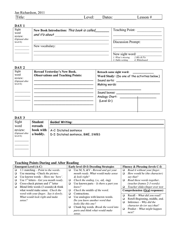 PreA Lesson Plan in Word and Pdf formats page 8 of 11