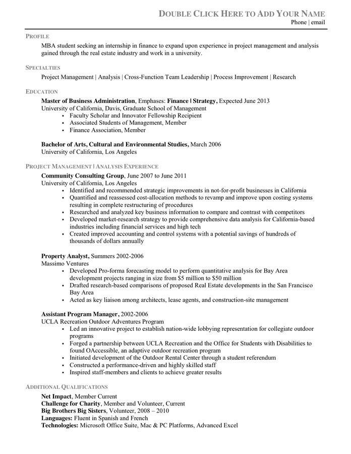 chronological resume example for students