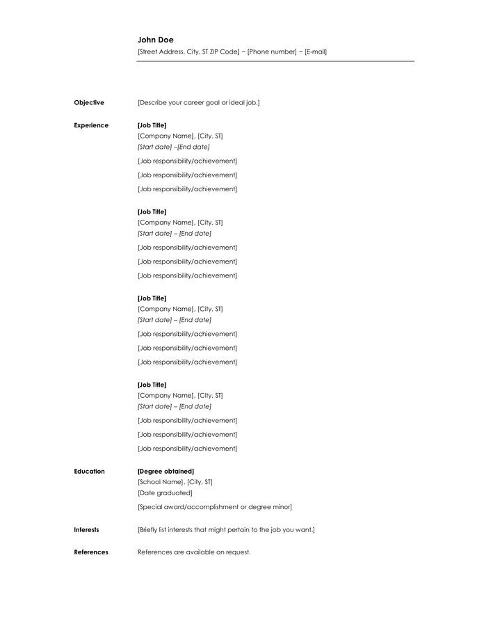 chronological resume when to use