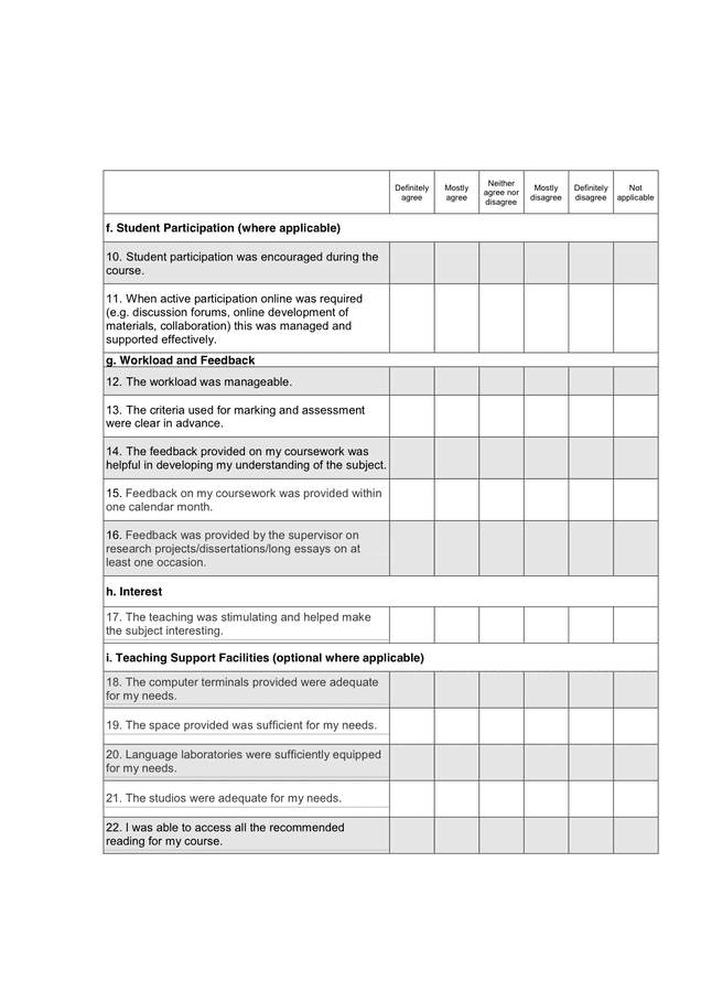 Sample Questionnaire Form