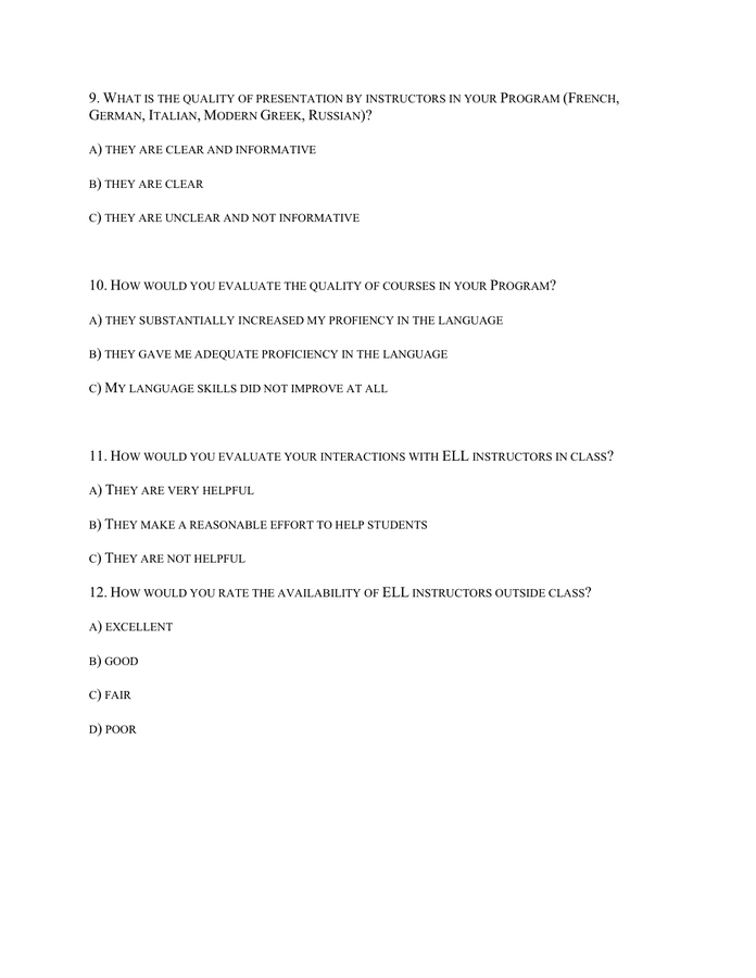 Sample Questionnaire in Word and Pdf formats - page 13 of 19