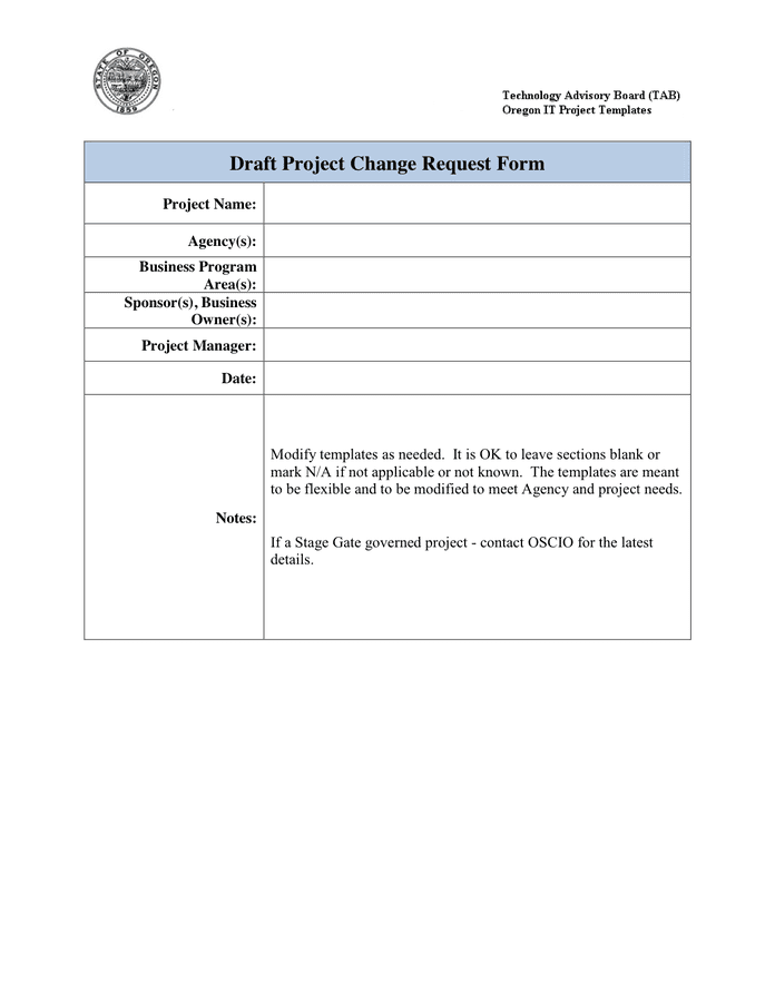 Change Request Form in Word and Pdf formats