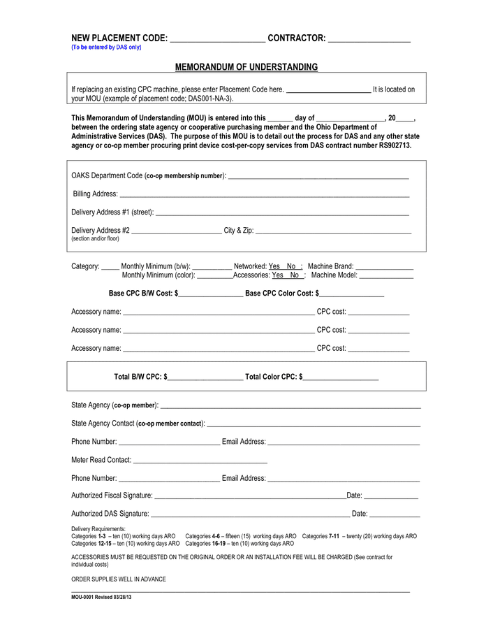 Memorandum of Understanding Template - download free documents for PDF ...
