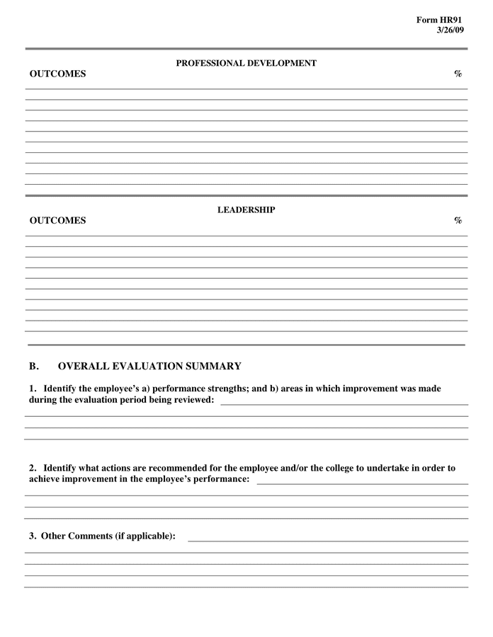 Performance Planning and Evaluation Form in Word and Pdf formats - page ...
