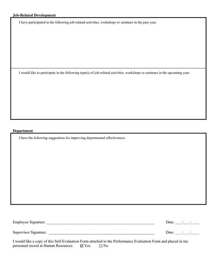 PERFORMANCE EVALUATION FORM in Word and Pdf formats - page 3 of 3