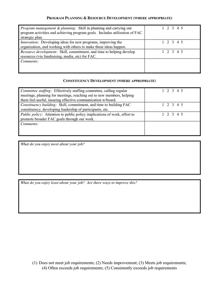 EMPLOYEE PERFORMANCE EVALUATION FORM in Word and Pdf formats - page 5 of 9