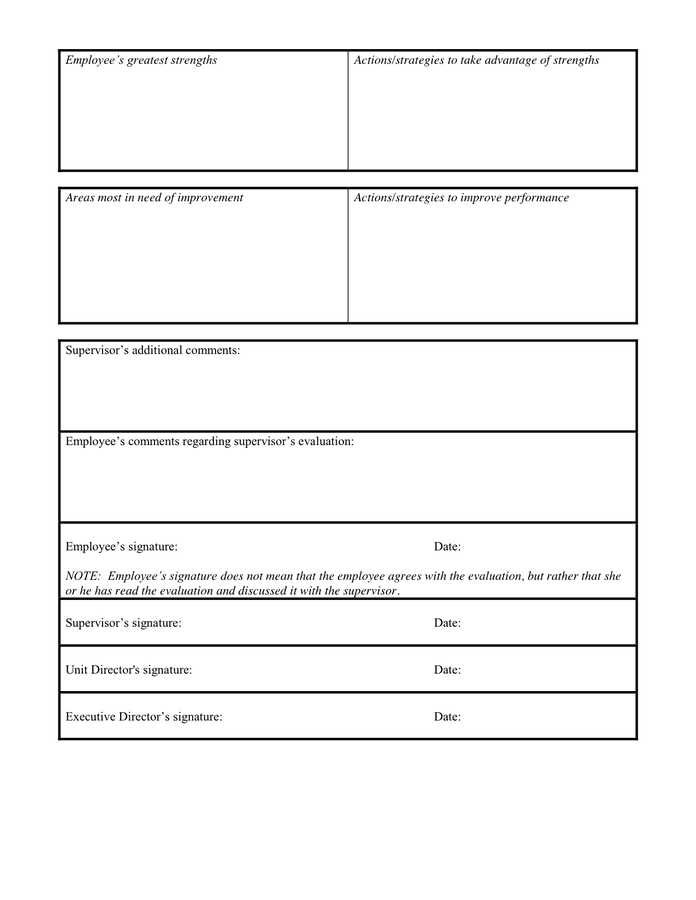 EMPLOYEE PERFORMANCE EVALUATION FORM in Word and Pdf formats - page 6 of 9