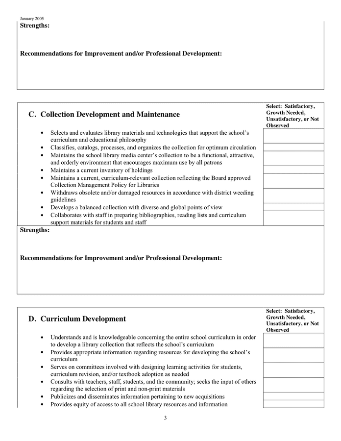 Teacher Evaluation Forms in Word and Pdf formats page 3 of 7