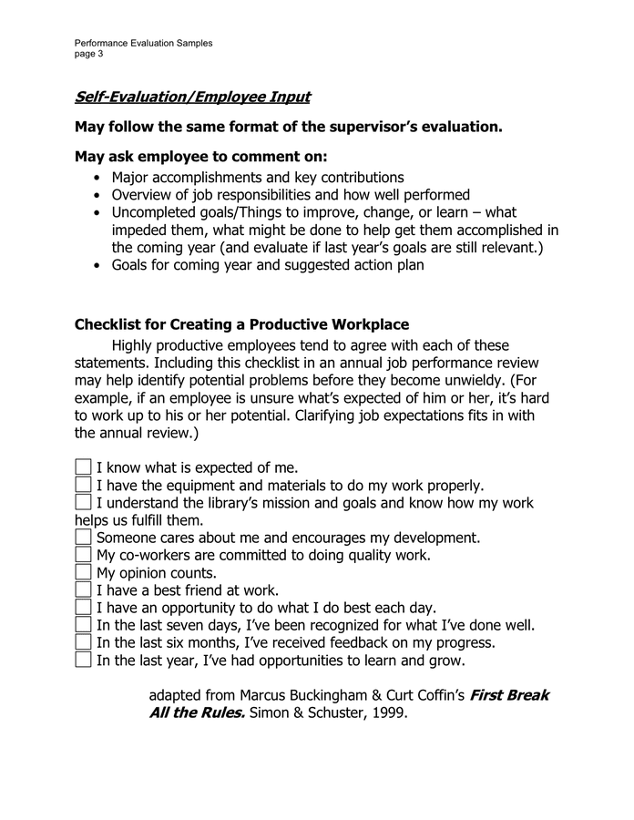 Performance Evaluation Samples in Word and Pdf formats - page 3 of 3