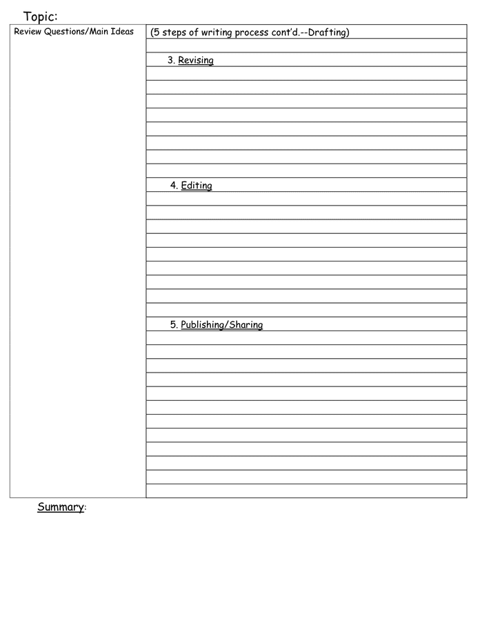 Cornell Notes Template in Word and Pdf formats - page 2 of 2