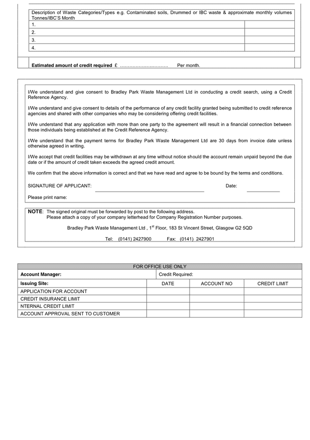 CREDIT APPLICATION Word Form in Word and Pdf formats - page 2 of 2