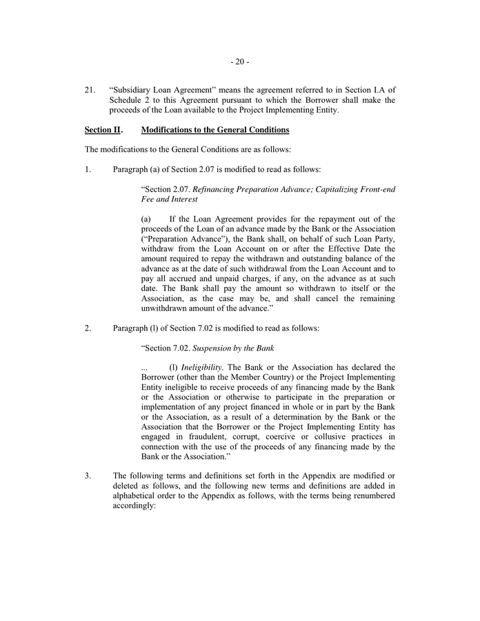 LOAN AGREEMENT in Word and Pdf formats - page 21 of 22