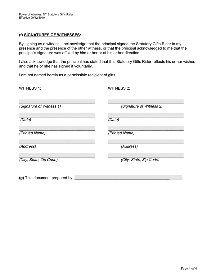 POWER OF ATTORNEY in Word and Pdf formats page 4 of 4