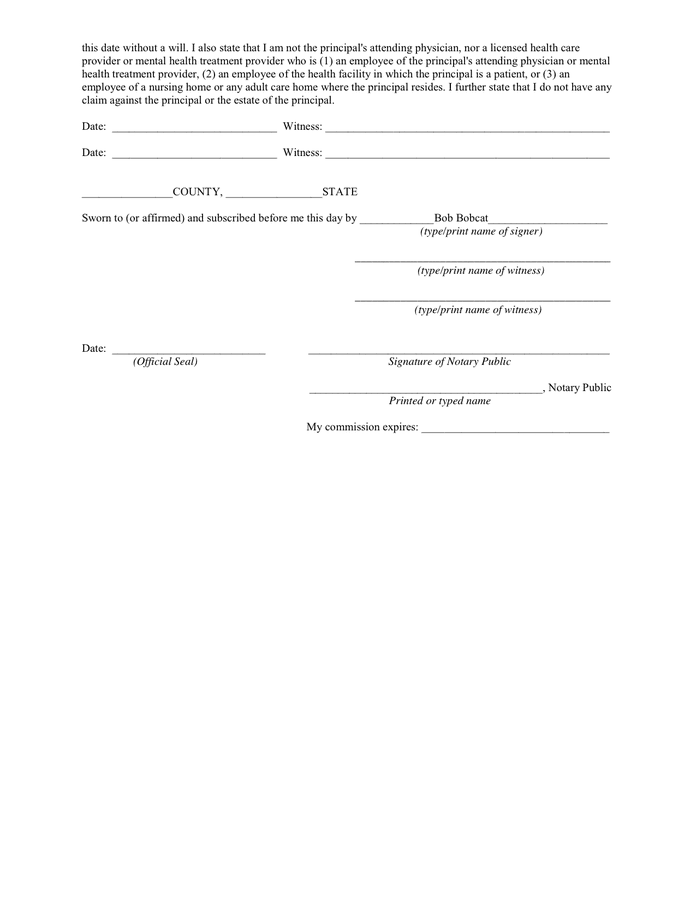 Health Care Power Of Attorney In Word And Pdf Formats - Page 6 Of 6