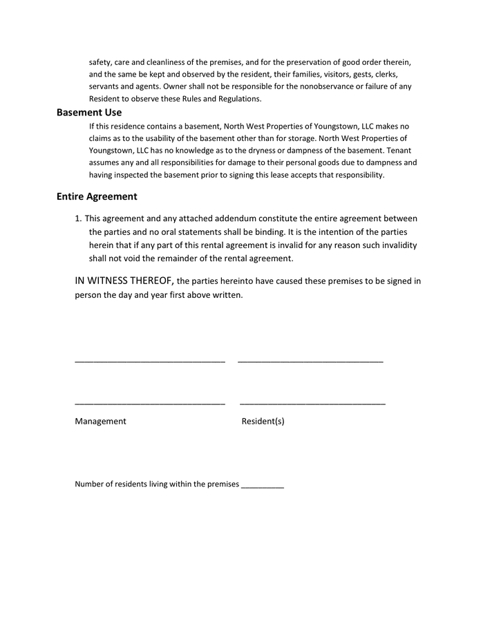 Residential Lease/Rental Agreement in Word and Pdf formats - page 8 of 10