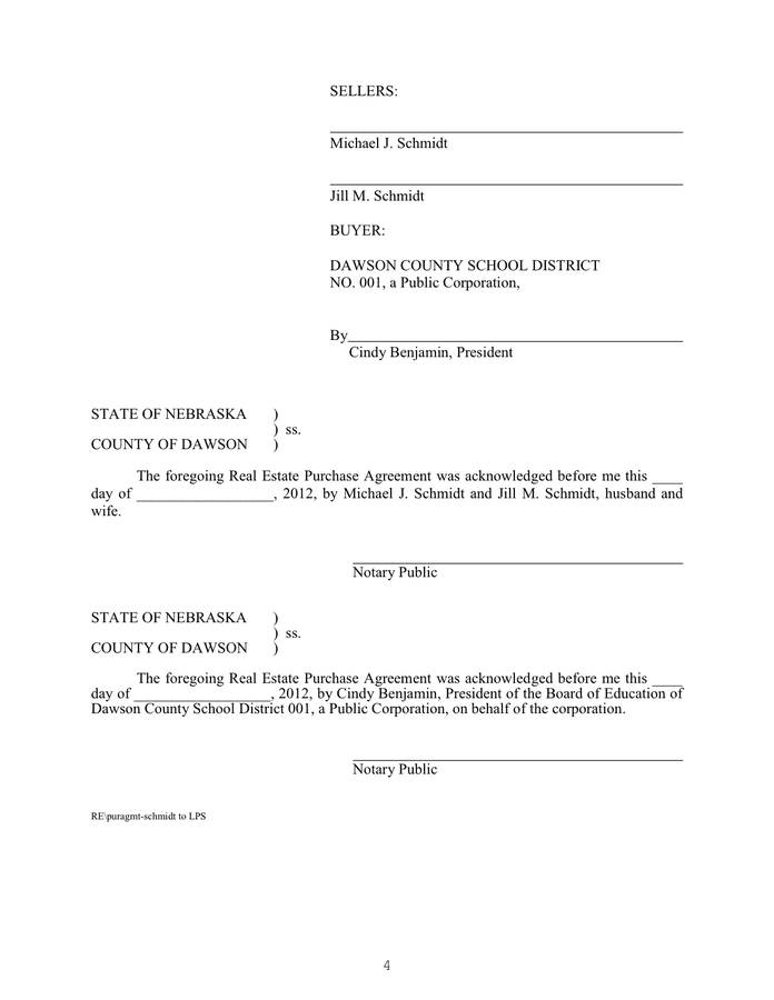 Real Estate Purchase Agreement In Word And Pdf Formats - Page 4 Of 4