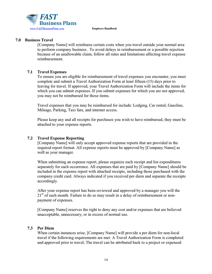 Employee Handbook Template in Word and Pdf formats - page 14 of 27