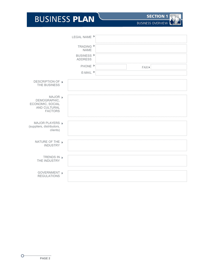 business plan Word template in Word and Pdf formats - page 2 of 10