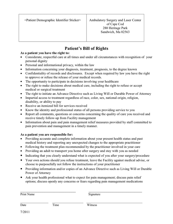 Status of Advance Directive in Word and Pdf formats