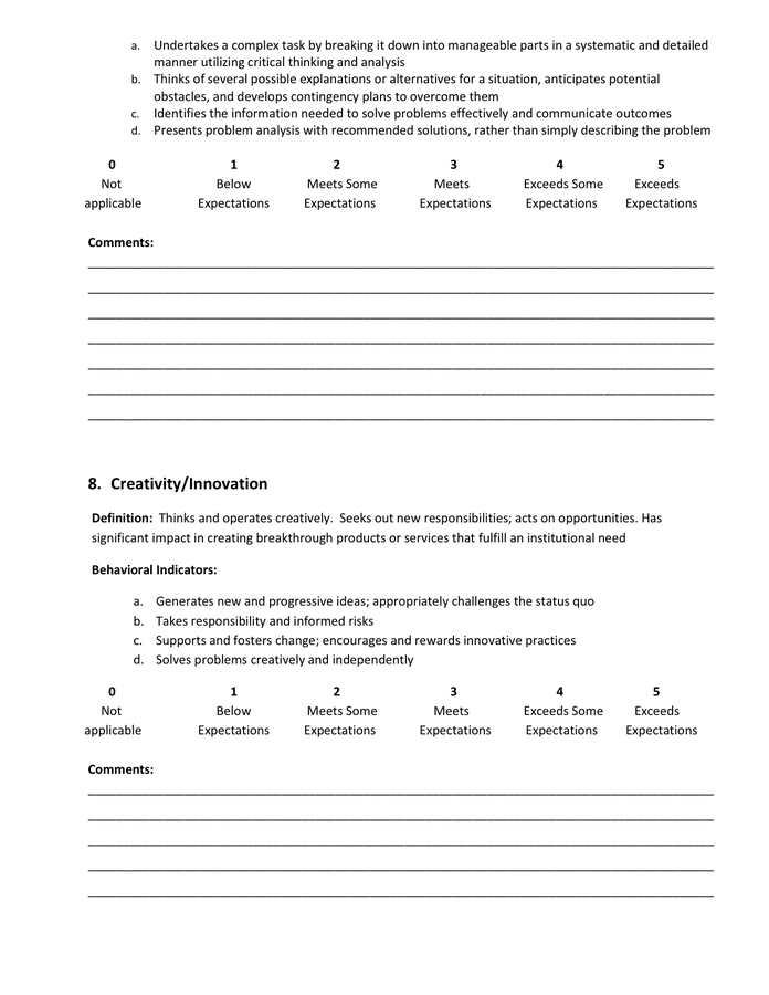 Performance Evaluation Template in Word and Pdf formats - page 5 of 12