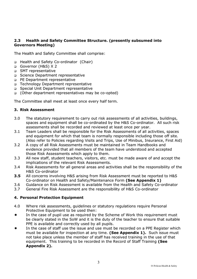 Health and Safety Policy in Word and Pdf formats - page 3 of 42