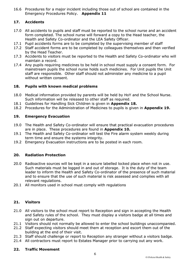 Health and Safety Policy in Word and Pdf formats - page 6 of 42