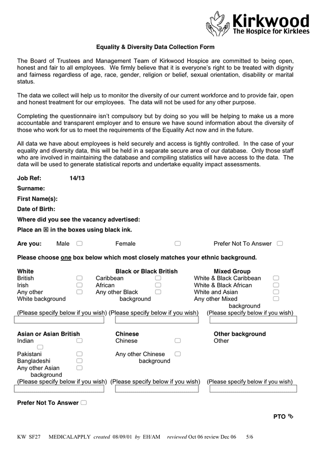 Medical Application Form in Word and Pdf formats page 5 of 6