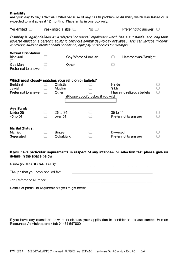 Medical Application Form In Word And Pdf Formats Page 6 Of 6 4235