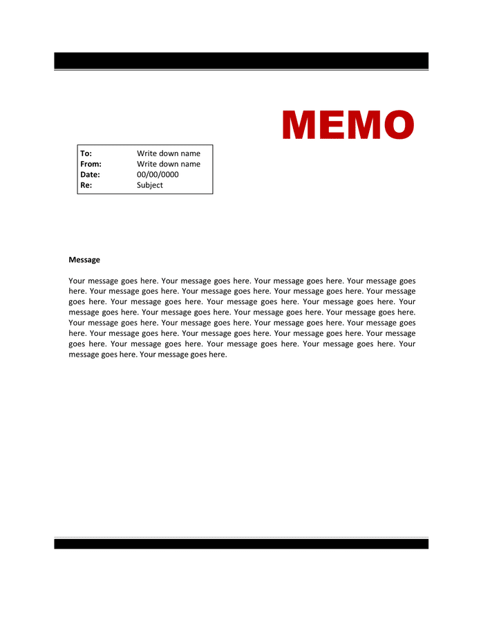 Memo Template in Word and Pdf formats
