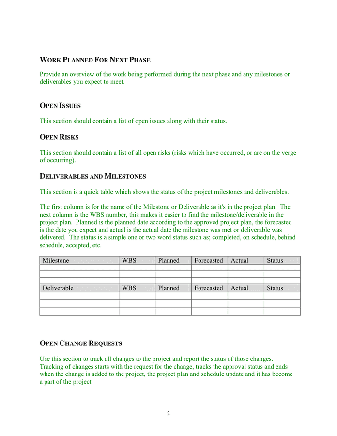 Monthly Project Progress Report Template