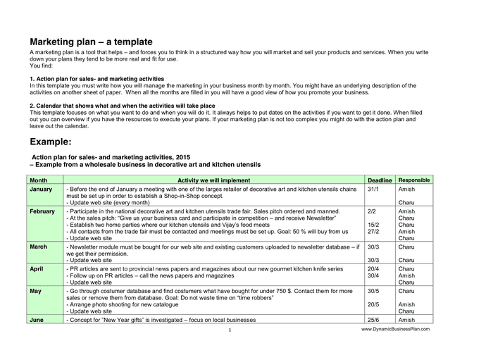 Marketing Plan Template - download free documents for PDF, Word and Excel