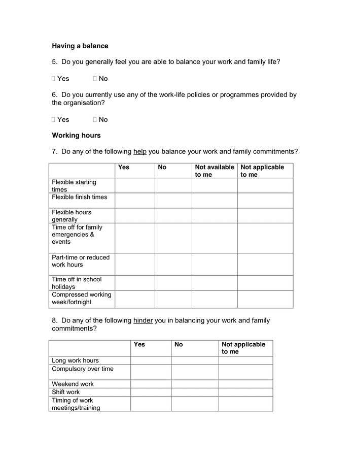 Sample questionnaire in Word and Pdf formats - page 2 of 5