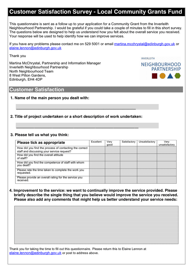 Customer Satisfaction Survey in Word and Pdf formats