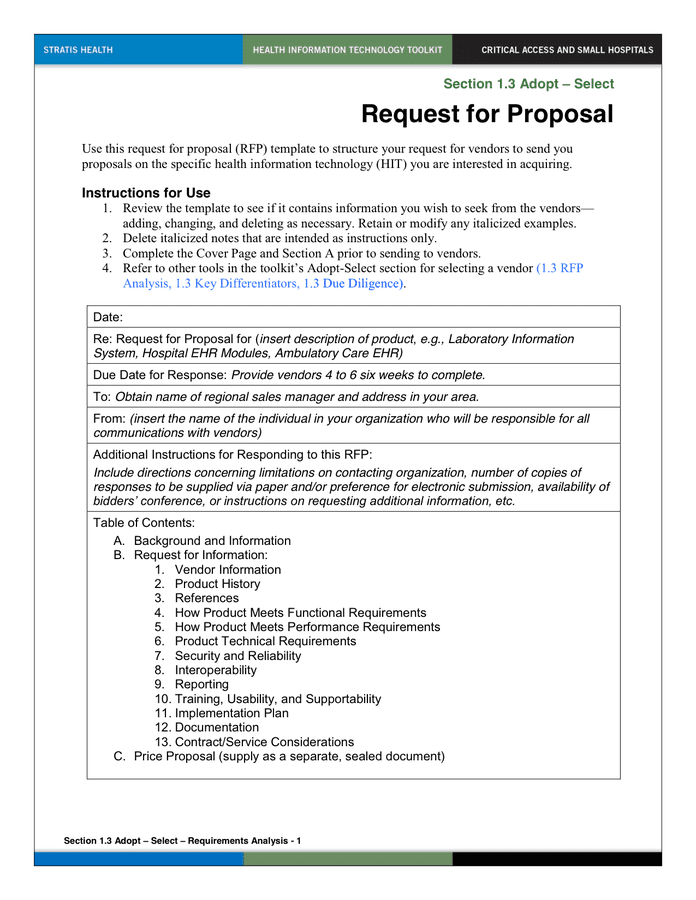 Request for Proposal Template - download free documents for PDF, Word ...