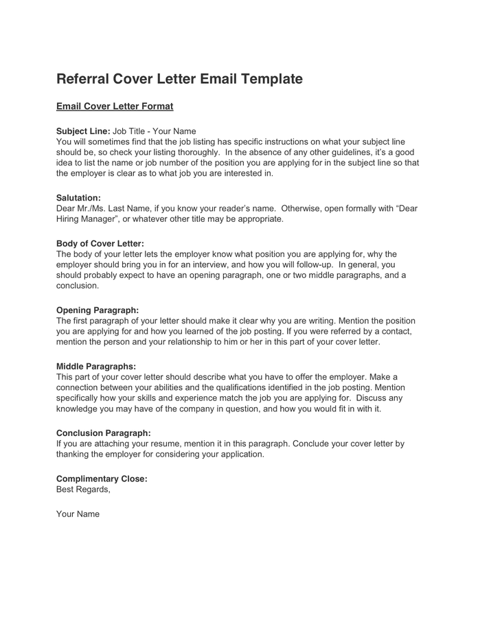 referral cover letter template