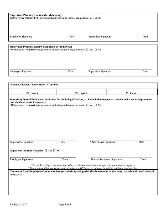 Performance Planning and Evaluation Form in Word and Pdf formats - page ...