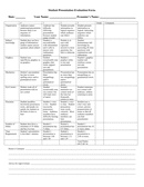 Student Presentation Evaluation Form page 1 preview