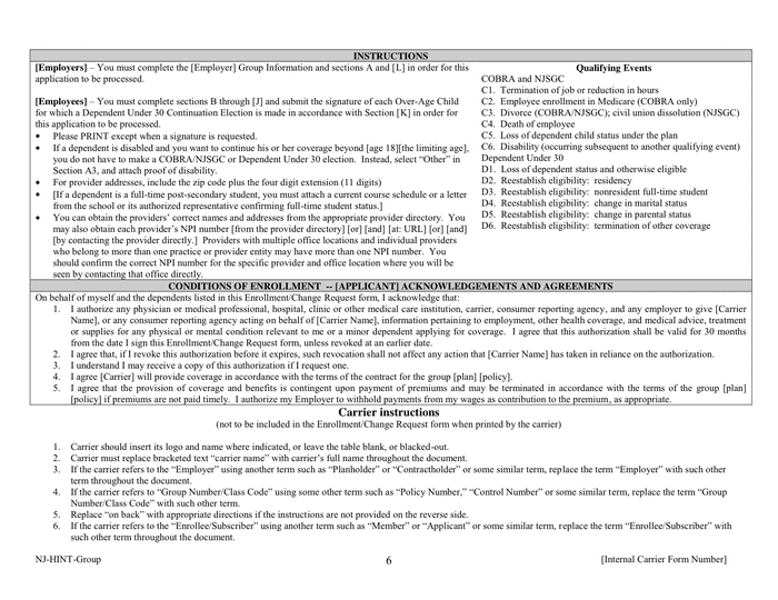 Enrollment/change request in Word and Pdf formats - page 6 of 7